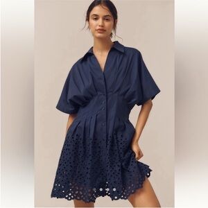 Anthropologie x Exquise The Tobie Button-Front Pleated
Mini Shirt Dress L